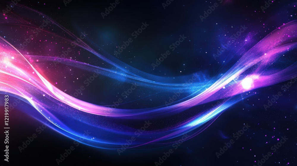 Canvas Prints a colorful wave of light with stars and galaxies in the background