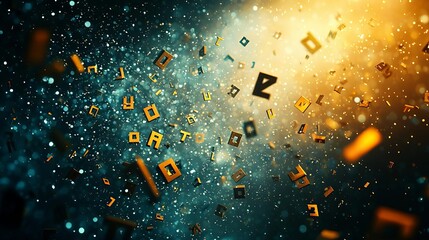 National Grammar Day Floating letters in a cosmic digital space.