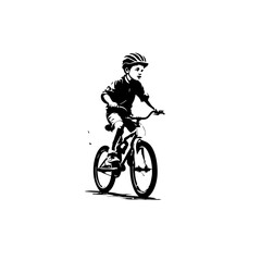 Fototapeta premium Kid Cycling Vector Logo Design