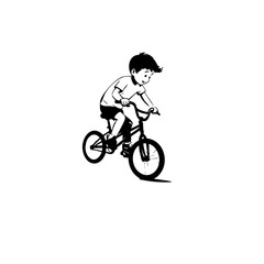 Obraz premium Kid Cycling Vector Logo Design