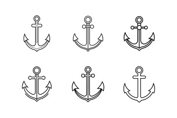 anchor icon vector line art illustration