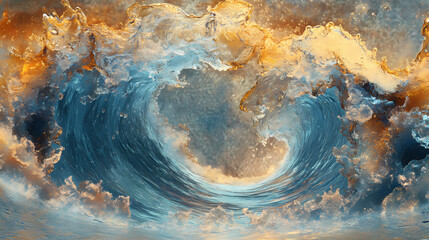 Write about a dramatic moment where icy winds collide with a wave of desert heat, creating a swirling vortex of frost and fiery dust.". Desert Frost. Illustration