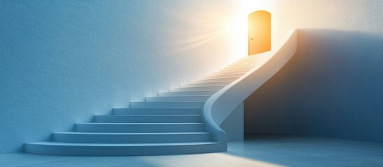 Obraz premium Staircase leading to a bright door.