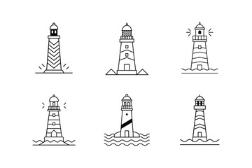 lighthouse icon vector line art illustration