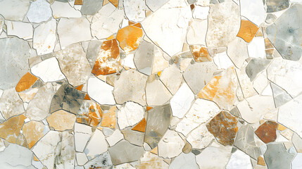 Mosaic marble terrazzo texture with rustic ivory background, generative ai