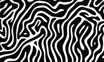 Waves Pattern, Background, Black and White Vector Illustration Print