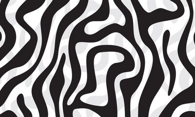 Waves Line Abstract Pattern, Background, Black and White Vector Illustration Print