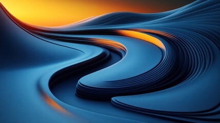 Abstract blue and orange wavy background.