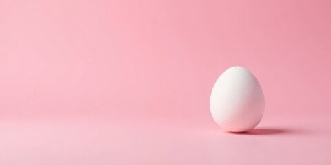A Single White Egg on a Pale Pink Background A Minimalist Study in Shape and Color