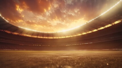 Empty football stadium under dramatic sky, showcasing solitude and anticipation in sports, symbolizing moments of pause before the roar of the crowd returns.