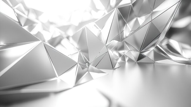 Abstract silver geometric background with triangular shapes.