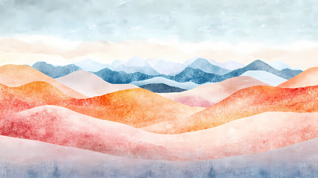 Desert dunes flat design side view arid landscape theme water color tetradic color scheme. Desert Frost. Illustration