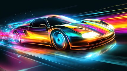 Colorful Car Rally with Stunning Light Trails