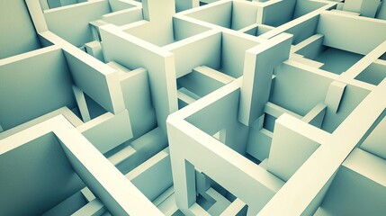 Abstract 3D maze structure, complex design, digital background, for problem-solving concept