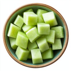 Cubed honeydew melon in a bowl