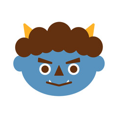 シンプルでかわいい青鬼のベクターイラストアイコン