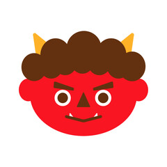 シンプルでかわいい赤鬼のベクターイラストアイコン