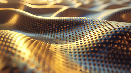 Abstract image of textured metallic waves with a golden hue.