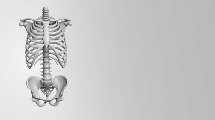 Obraz premium Anatomical Model of the Thoracic and Lumbar Spine with Rib Cage and Pelvis