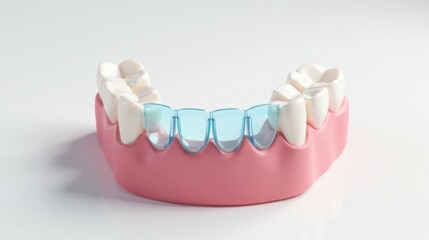 Dental Model Showing Clear Aligners for Straight Teeth and a Healthy Smile