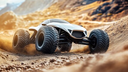 Vehicle Tackles Steep Hill with Motion Blur