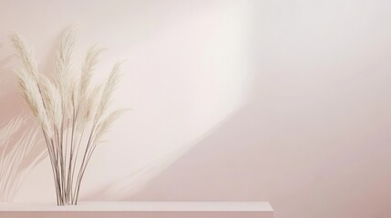 Minimalist Pampas Grass in a Pastel Pink Room
