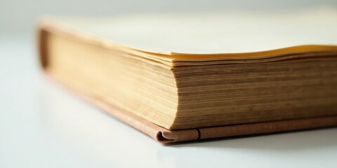 Close-up View of an Aged Book's Text Block Showing the Aged Pages and Binding