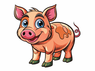 pig isolated black outline vector illustration, white background
