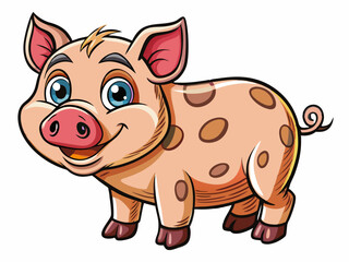 pig isolated black outline vector illustration, white background