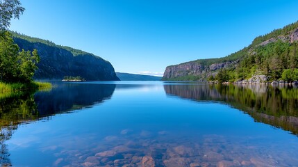 Serene Lake Reflection in a Mountain Valley