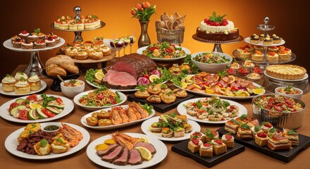Naklejka premium Delicious Buffet Food Catering Platters for Parties