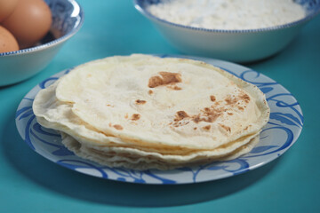 homemade roti chapati on table .