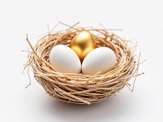 Nest with eggs and one golden.