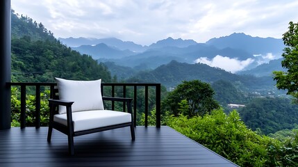 Serene Mountain View From A Balcony Chair