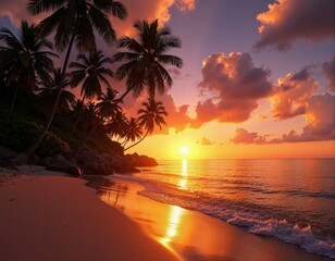 Majestic African Sunset with Acacia Trees and Wildlife