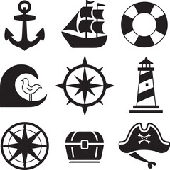 Merin or pirate Icon illustration hand drawn black