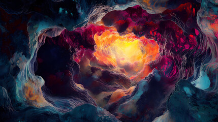 Exploring the depths of an underwater cavern oceanic environment abstract content illuminated perspective. Dream Cavern. Illustration