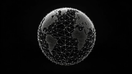 Seamless digital globe with a grid of lines connecting the continents representing global connectivity international communication and the flow of information across the world