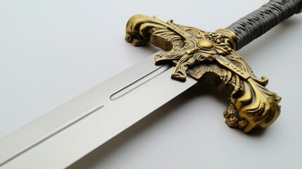 Ornate fantasy sword, studio shot, white background, game prop