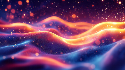 Obraz premium Abstract Wavy Background With Glowing Particles and Vibrant Colors