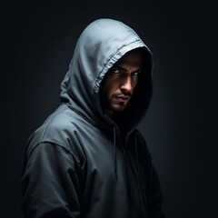 Mysterious Man in a Hoodie: A Dark Portrait