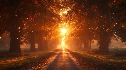 Serene pathway through a sunlit forest.