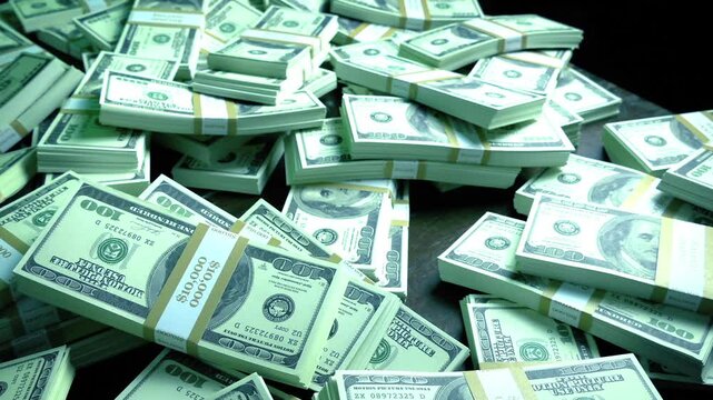 Police Photograph Seized Money Pile In Dark Room