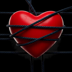 red heart with rope