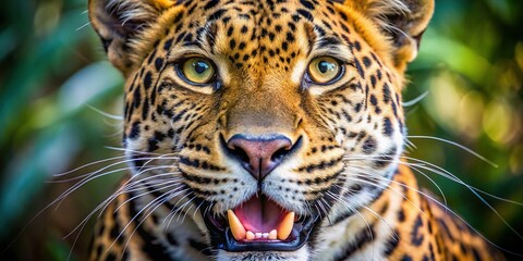 Obraz premium Grinning Leopard Close-Up: Wildcat Macro Portrait