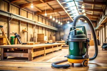 Industrial Vacuum Cleaner Cleaning Dusty Woodworking Shop