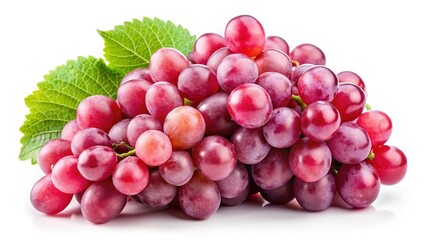 Fototapeta premium Juicy Pink Grapes Bunch Isolated on White Background - Stock Photo