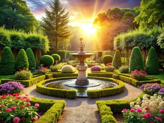Luxurious Garden Retreat: Tranquil Landscape Design with Ample Copy Space