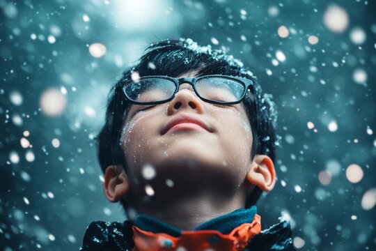 A person standing under a rainstorm, face tilted upward with closed eyes, their expression reflecting gratitude for the moment