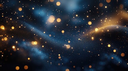 Glowing particles wave, dark background, bokeh, abstract design